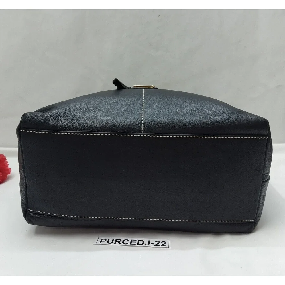 Dooney & Bourke Black Pebbled Leather Zipper Pockets Hobo Shoulder Bag
